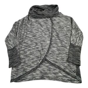 Calvin Klein Performance Women's Black White Marled Knit Turtleneck Sweater M